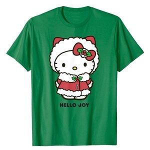 Hello Kitty Hello Joy Festive Green T-Shirt NEW Size Small